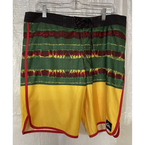 Quiksilver Men's Yellow Red Surfer Board‎ Shorts Sz 34 NWOT - Picture 1 of 8